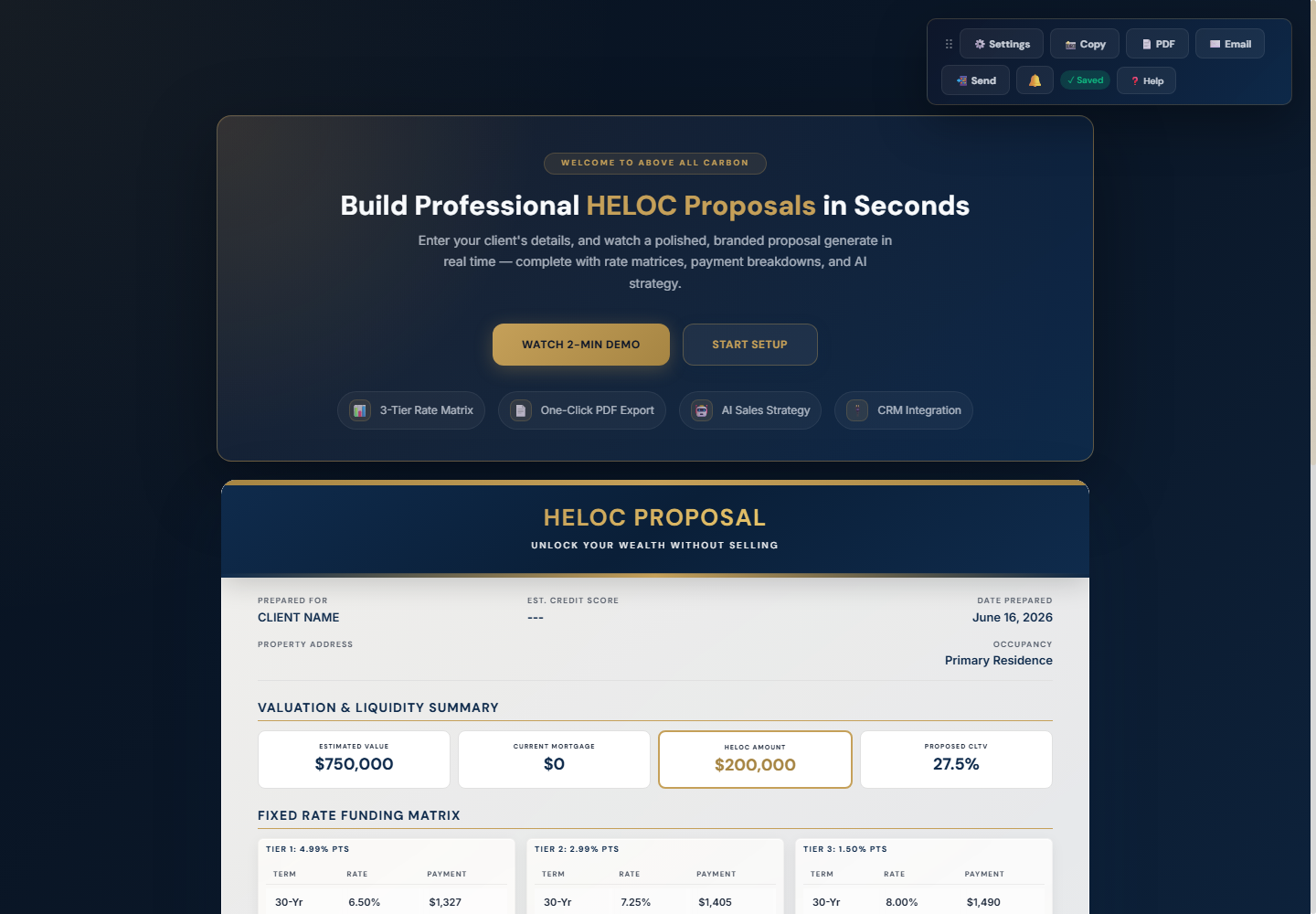 Above All CRM HELOC proposal builder